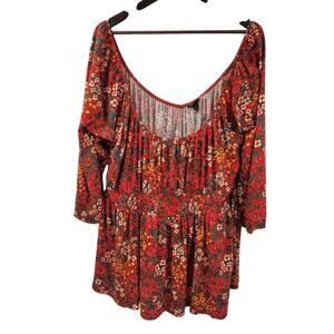 Torrid 3/4 Sleeve Tropical Floral Print Top Womens Size 3x *NWT